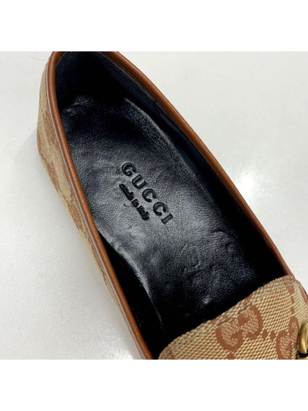 Gucci Fabric Leather Horsebit Loafers Brown - Picture 7 of 10